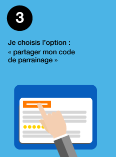 J’insère le code de parrainage que mon Parrain a partagé avec moi