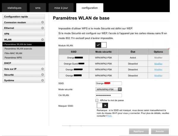 Changer le mot de passe WIFI sur l’appareil B612