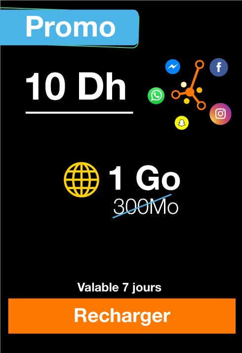 Recharge Réseaux Sociaux 10Dh(*6)