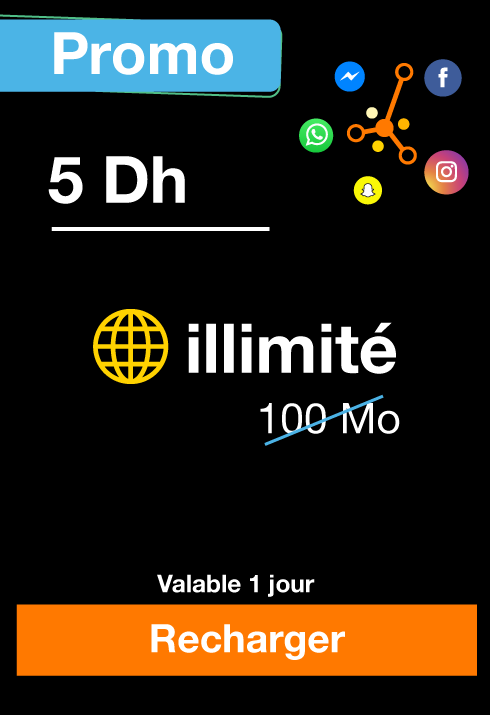 Recharge Réseaux Sociaux 5Dh(*6)